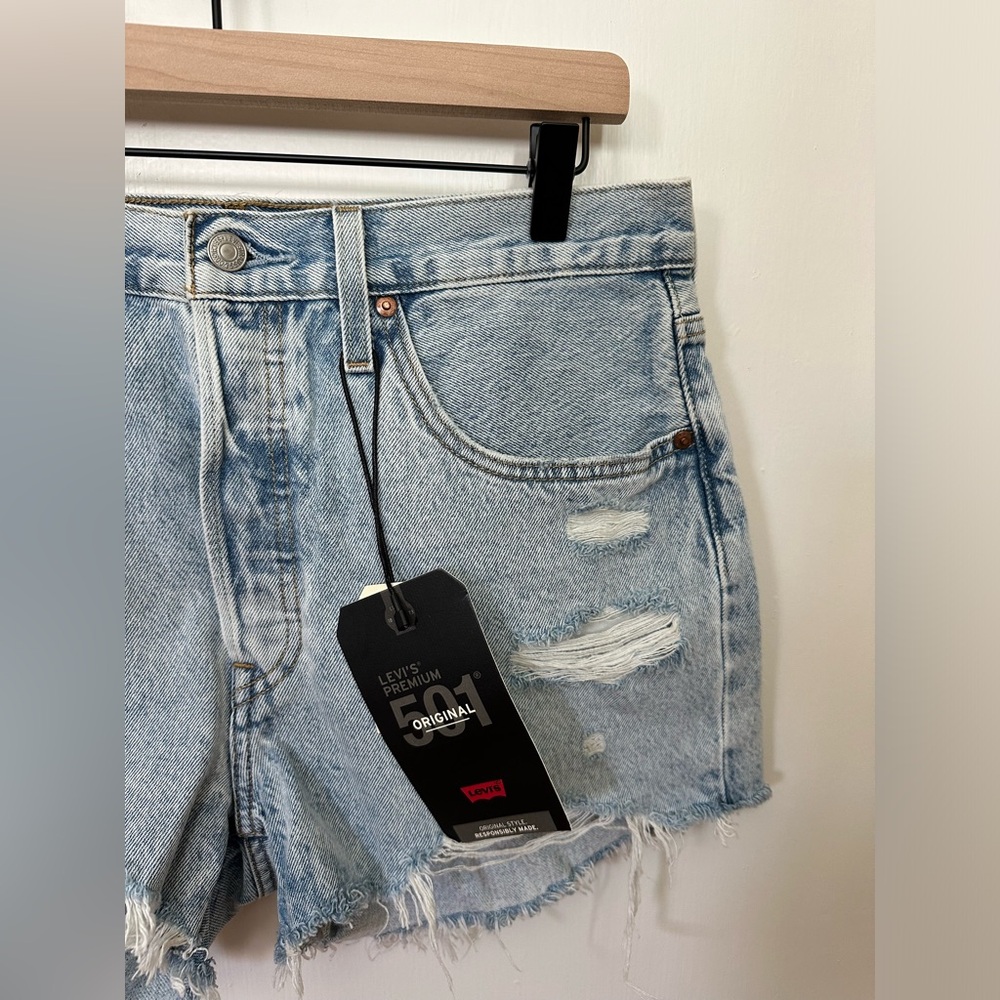 Levi's Light Blue Denim Cutoff Jean Shorts - Picture 4 of 14